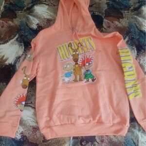 NEW NICKELODEON RUGRATS PINK HOODIE CHUCKIE ANGELICA TOMMY MEDIUM